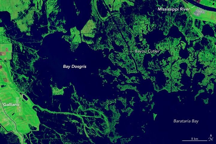 Landsat image of Louisiana's Bay Dosgris in Oct, 2024