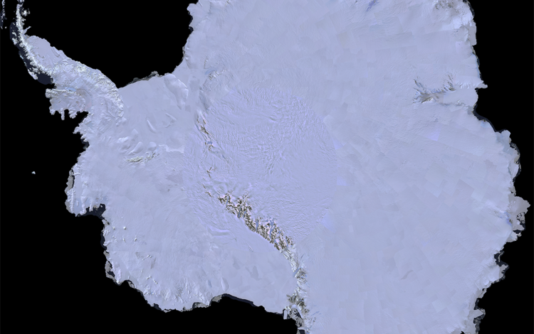 Landsat 7 imagery was used to create a full continent mosaic of Antarctica.