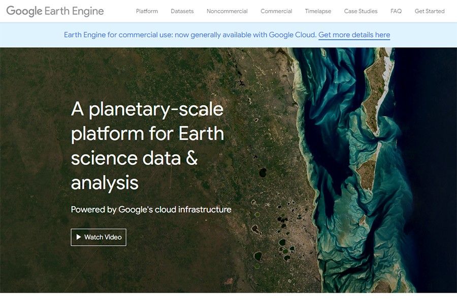 A screenshot of the Google Earth Engine main page.