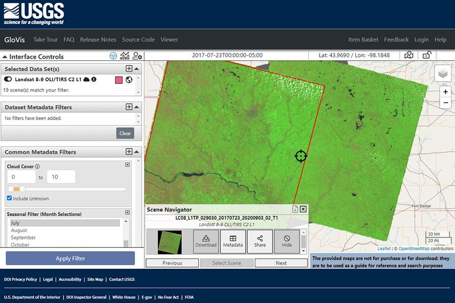 A screenshot of the GloVis tool.