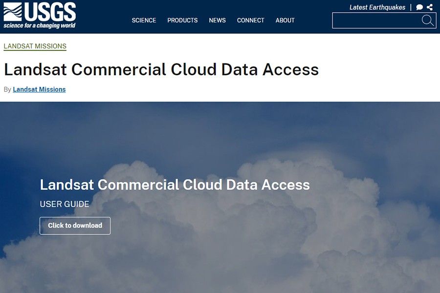 A screenshot from the Landsat Commercial Cloud Data Access page.