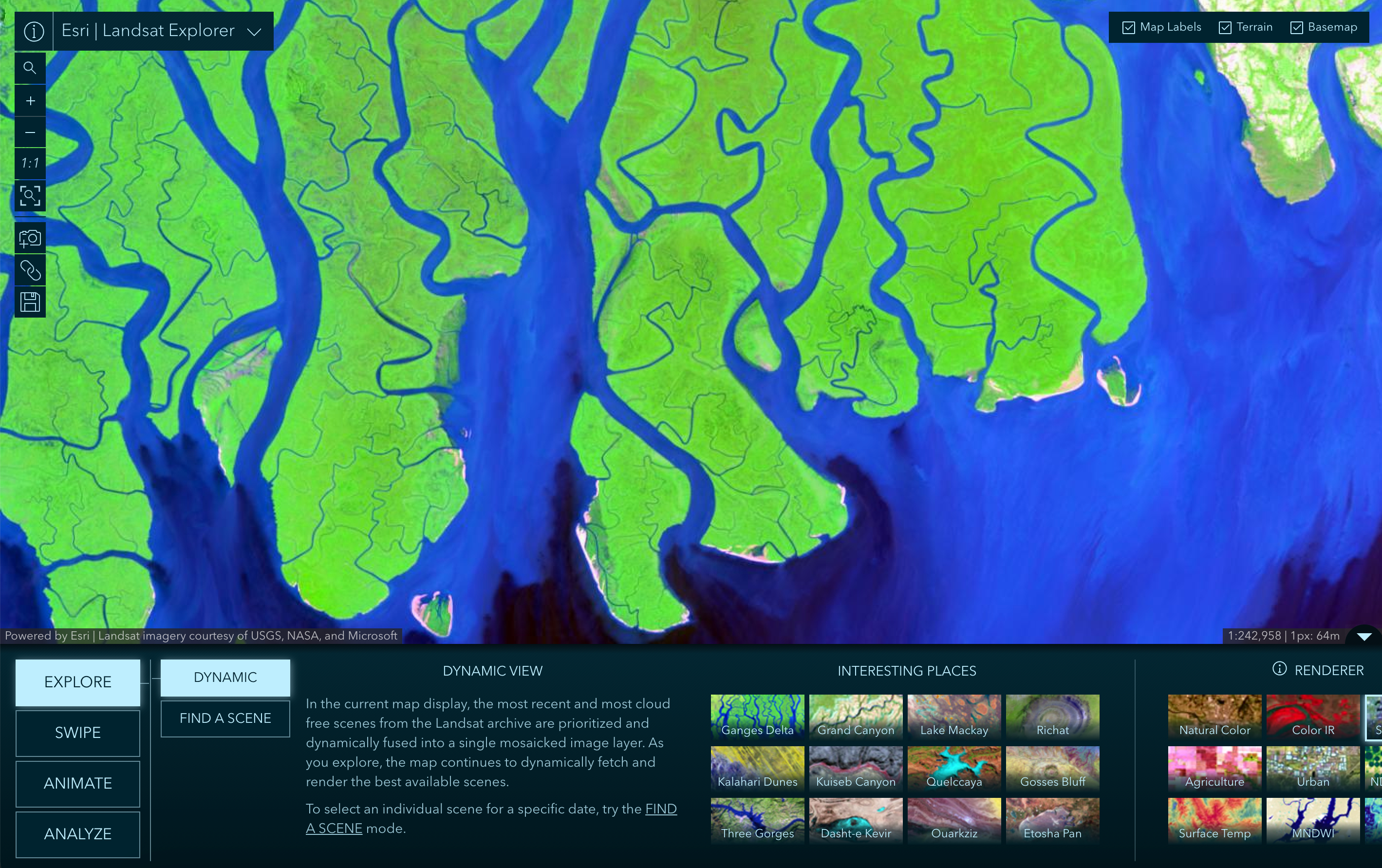 A screenshot of ESRI's Landsat Explorer tool.