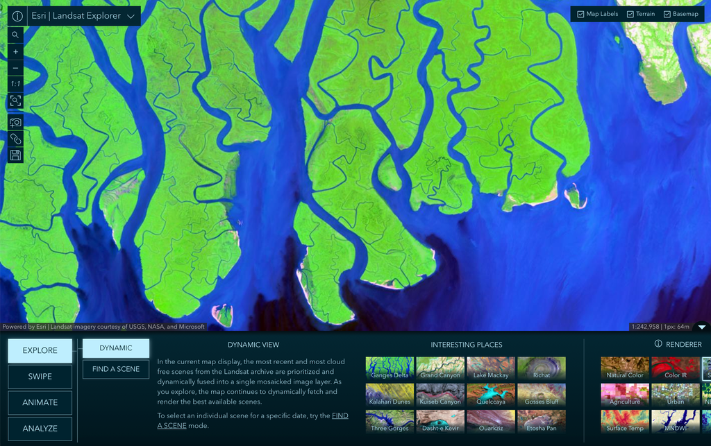 A screenshot of ESRI's Landsat Explorer tool.