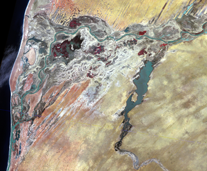 A Landsat 1 image of Rosso, Mauritania acquired on Sep 30, 1972 (path/row 220/49)