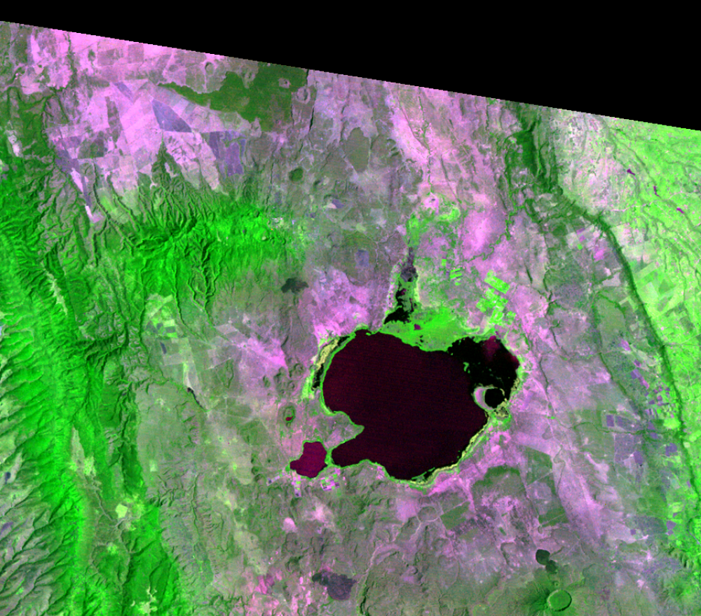 A Landsat 1 image of Lake Naivasha, Kenya acquired on Jan 31, 1973 (path/row 181/61).