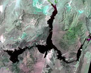A Landsat 1 image of Lake Mead, acquired on Sep 13, 1972 (path/row 42/35).