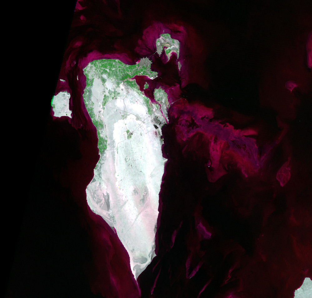 A Landsat 1 satellite image of Bahrain, acquired on Sep 3, 1972 (path/row 175/42)