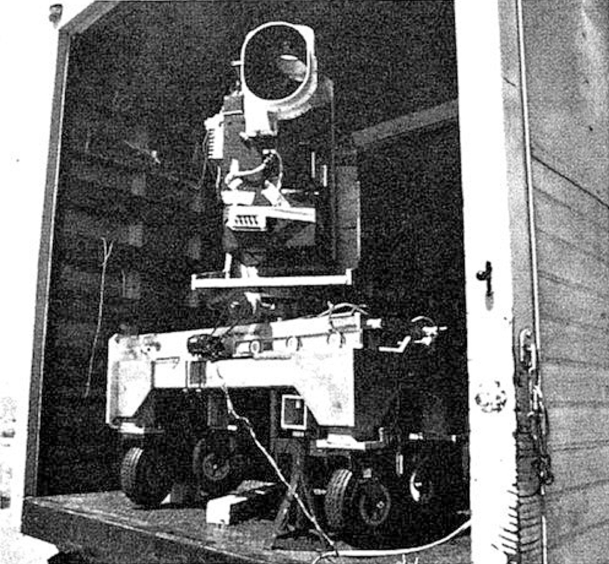 Black and white photograph of the truck mounted MSS