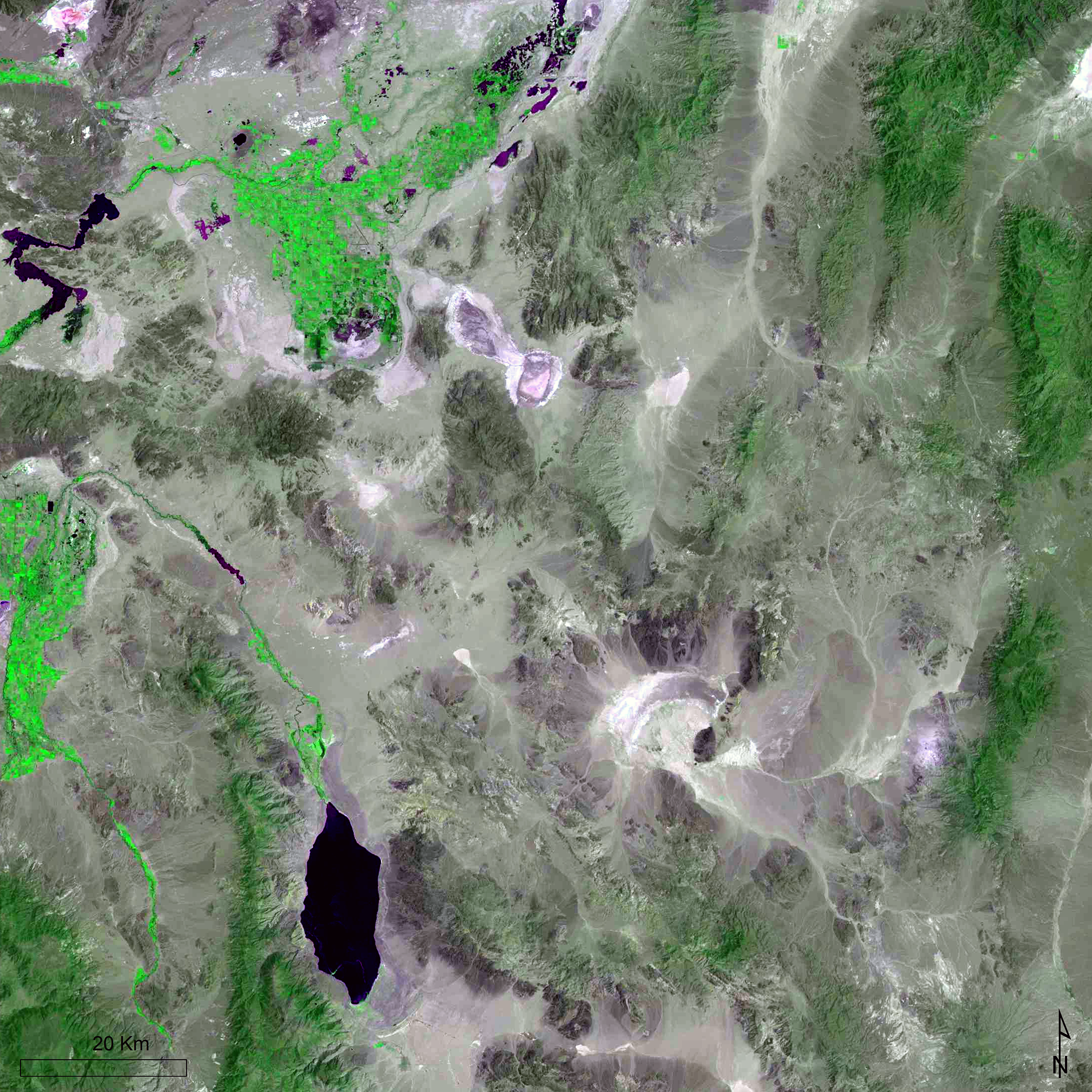 Landsat 1 image showing the Fallon, Nevada area
