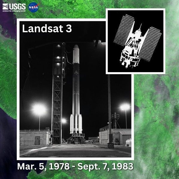 Landsat 3 satellite being launched from Vandenberg Air Force Base on March 5, 1978.