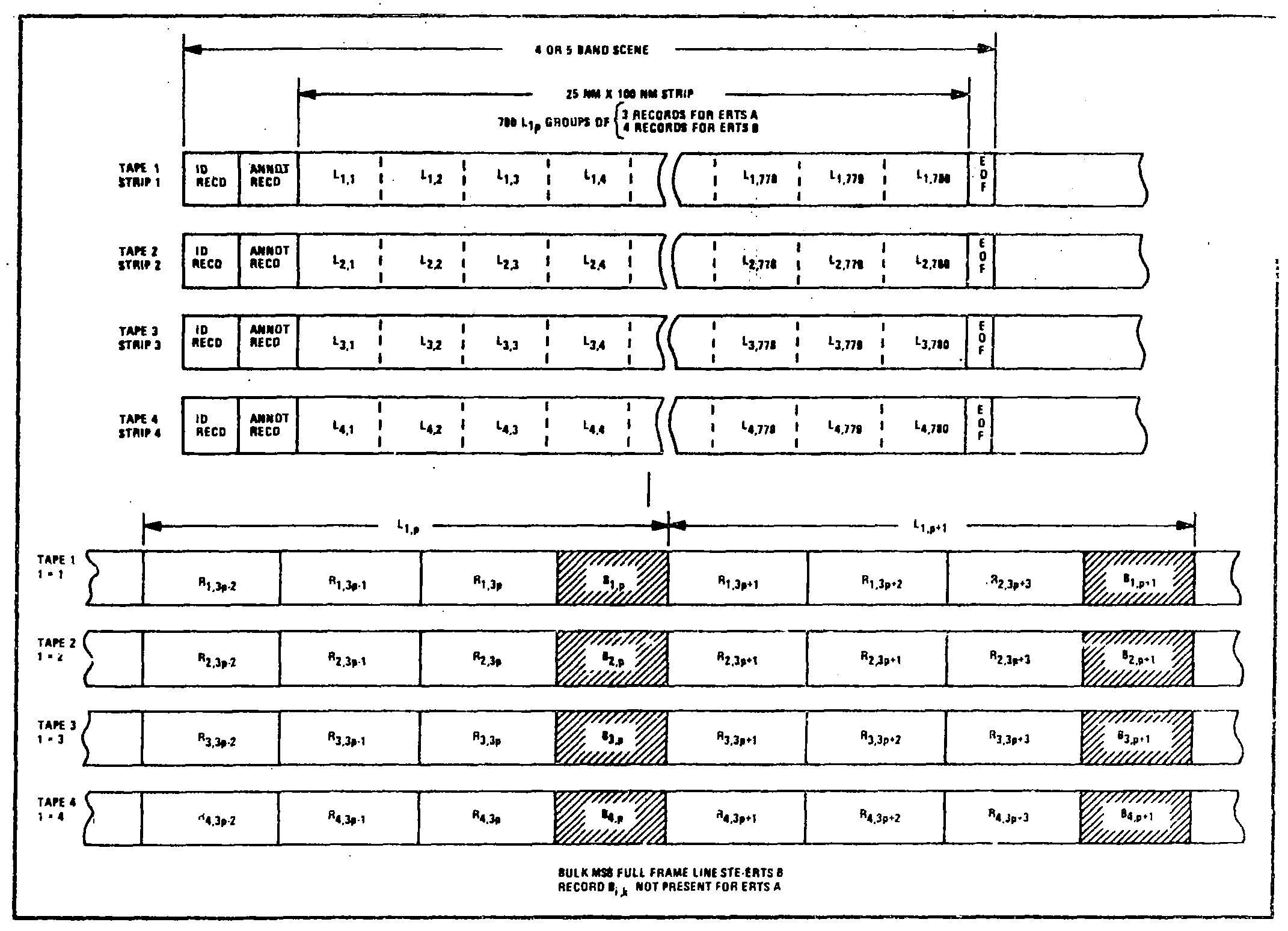 ERTS Bulk MSS Full Scene. Four CCT Format.