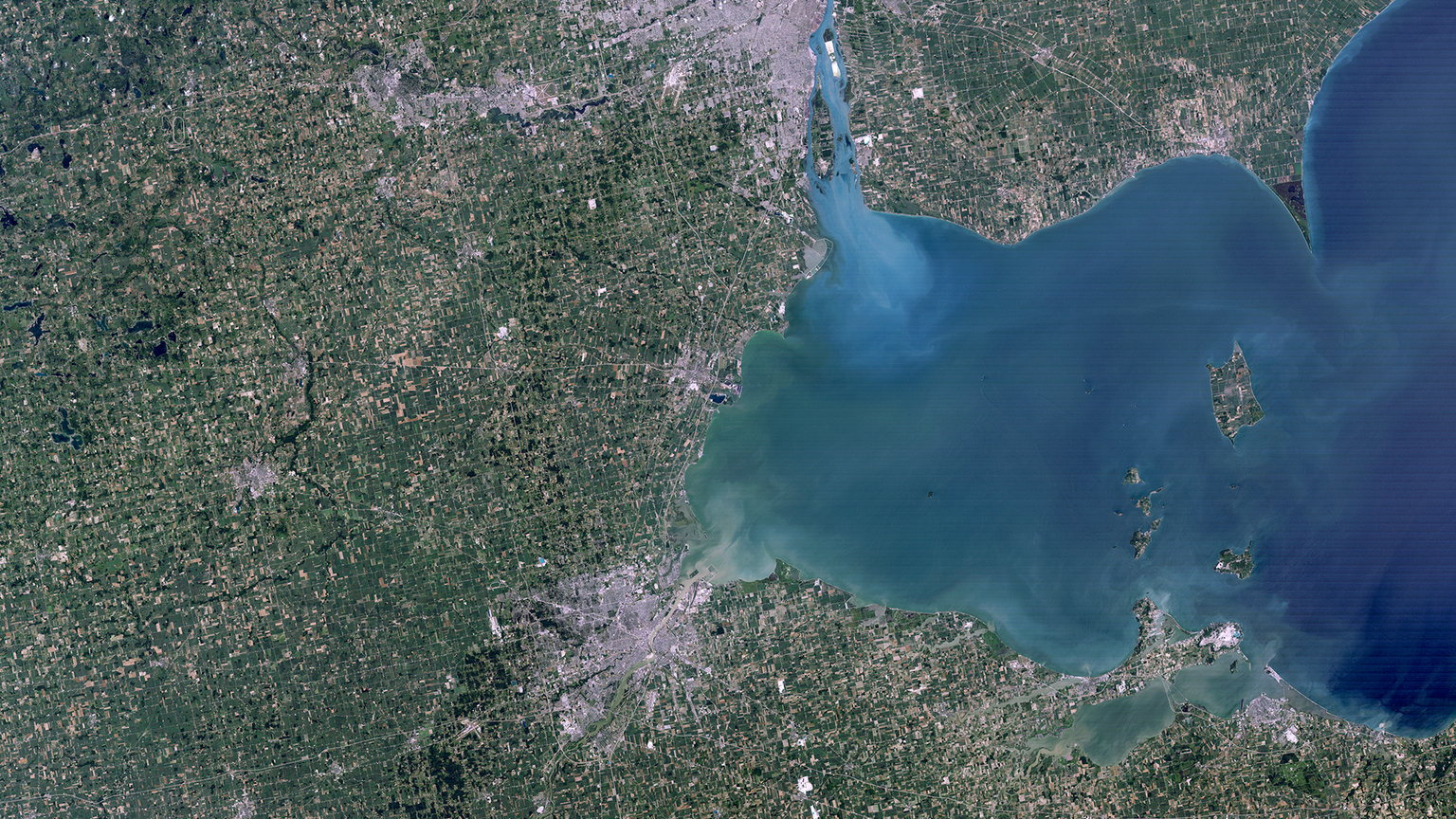A natural-color Landsat 4 satellite image of Lake Eerie