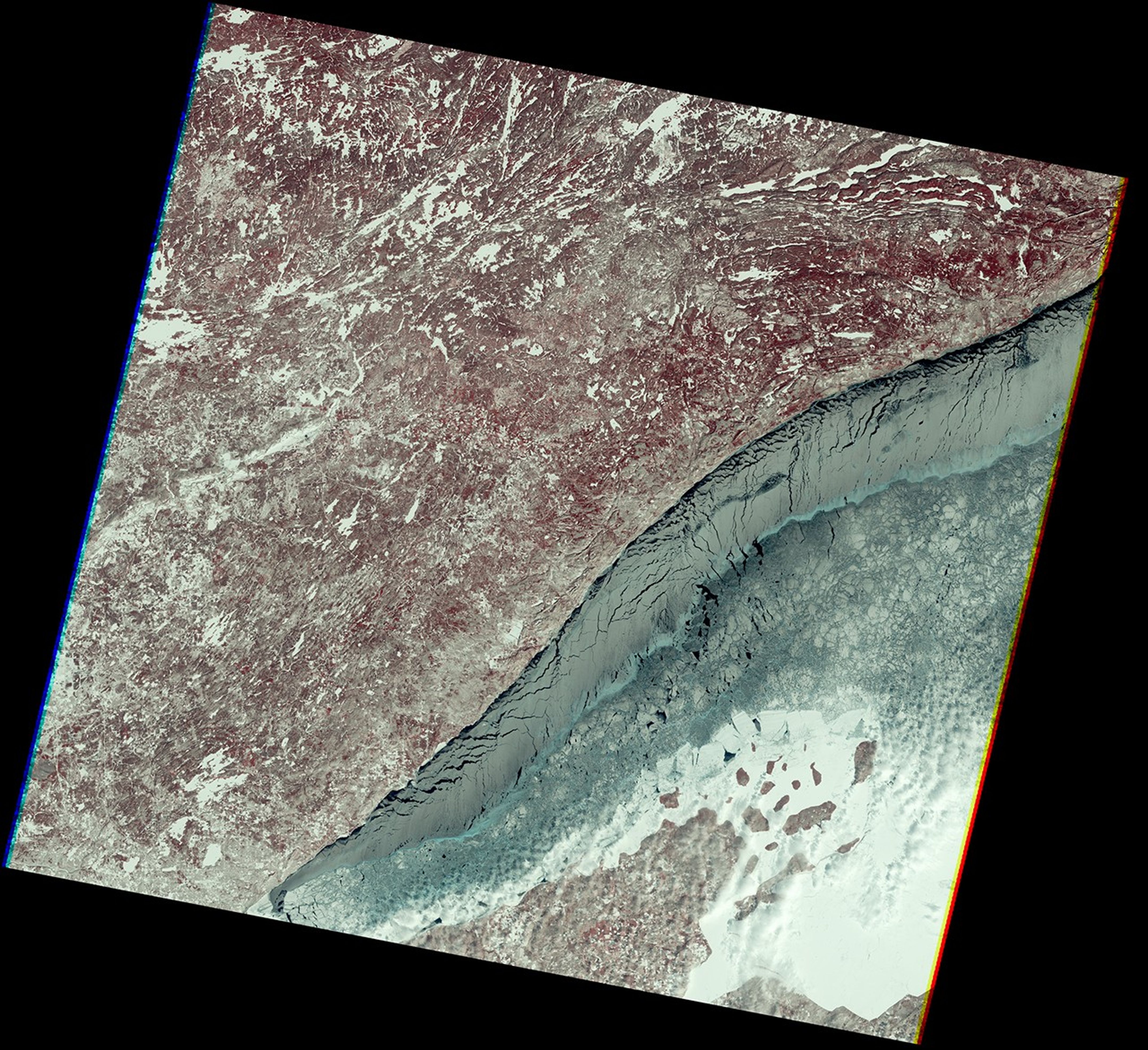Landsat 5's first light image of Lake Superior.