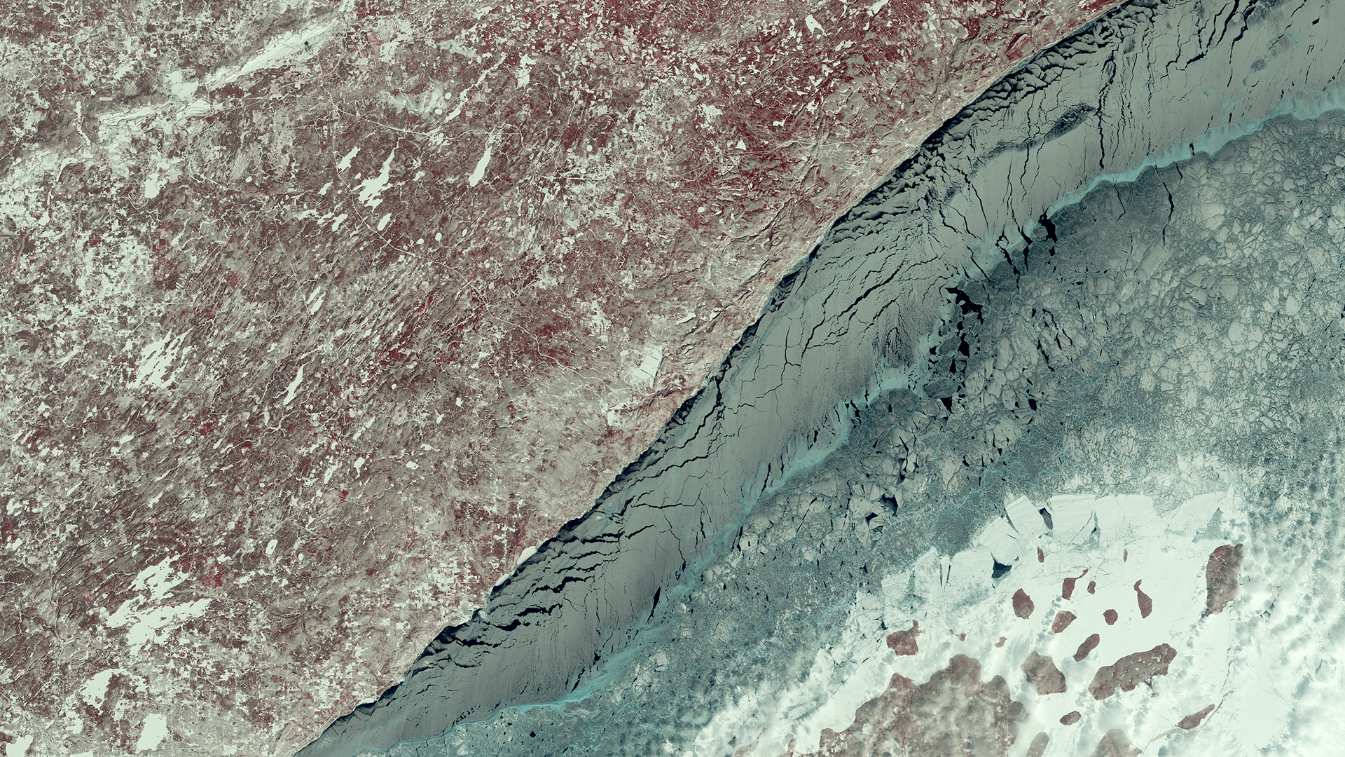 Landsat 5's first light image of Lake Superior.