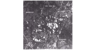 A black and white Landsat 4 TM satellite image of a contrast enhancement of study site.