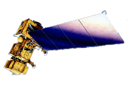 An artist rendering of the Landsat 6 satellite in orbit