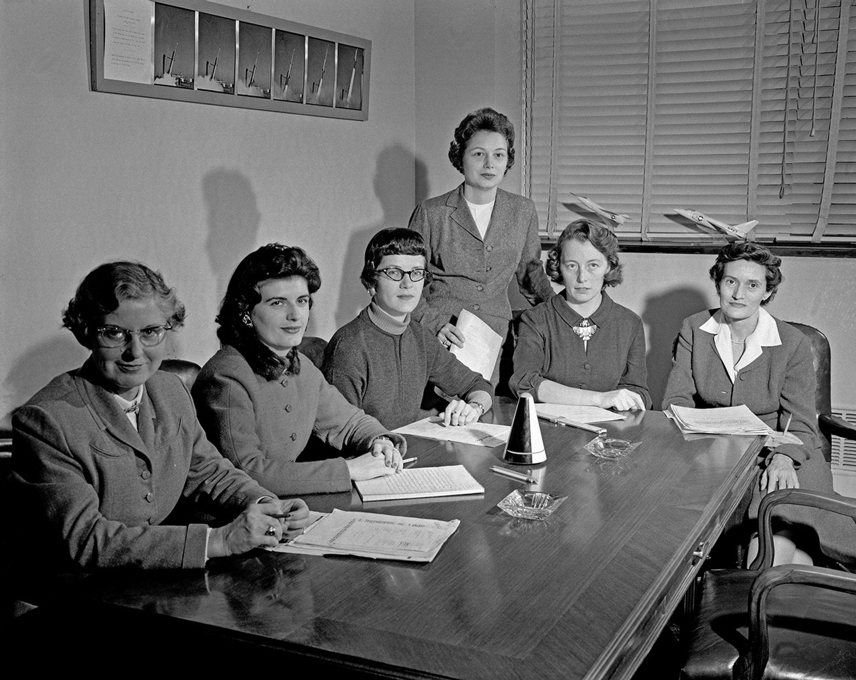 Women at NASA 1959 from left Lucille Coltrane, Jean Clark Keating - Katherine Collie Speegle, Doris 'Dot' Lee, Ruth I. Whitman, Emily Stephens Mueller.