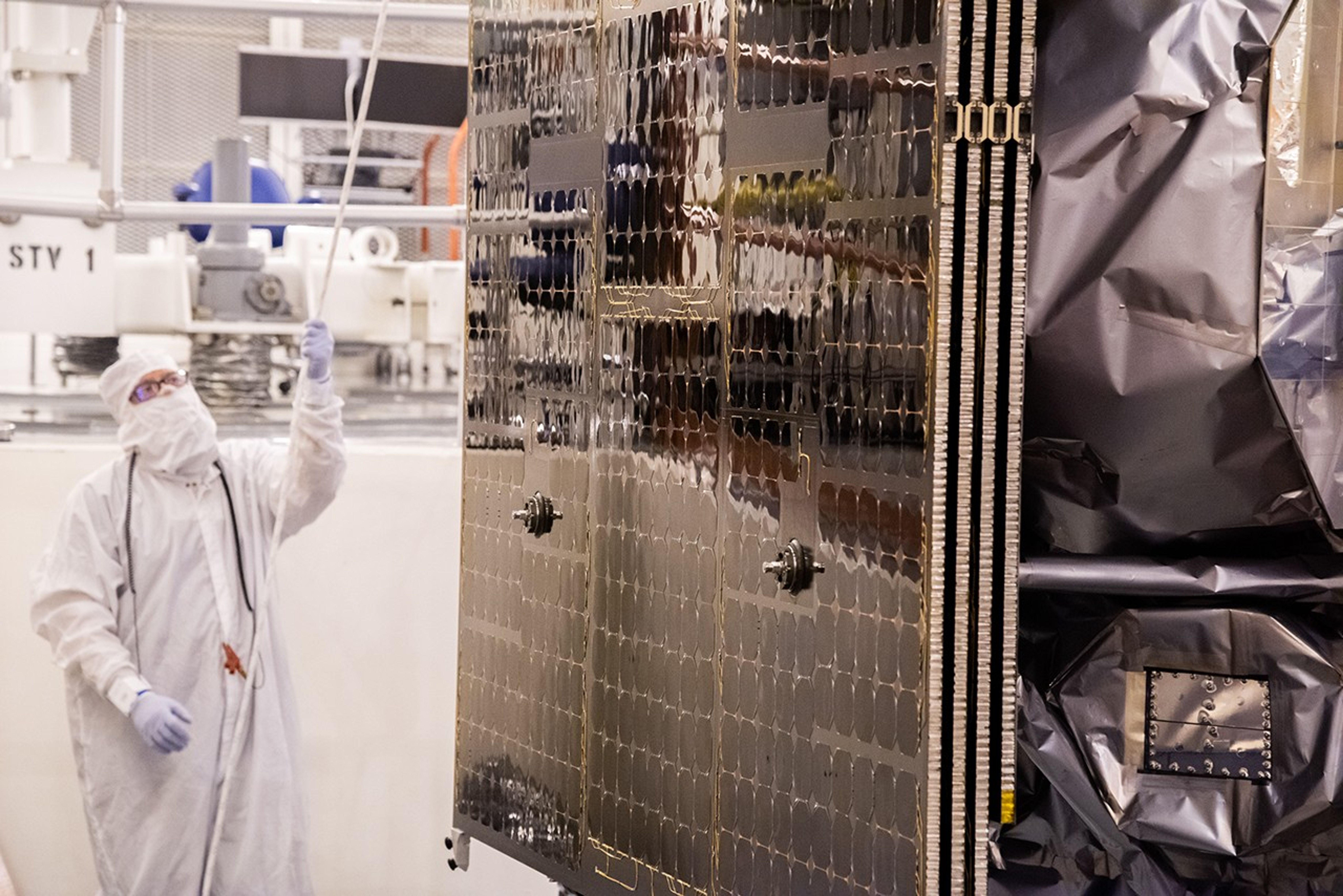Technicians prepare NASA’s Landsat 9 spacecraft for its move from the high bay to Cell 3 inside the Integrated Processing Facility at Vandenberg Space Force Base in California, on July 20, 2021. Landsat 9 will launch on a United Launch Alliance Atlas V rocket from Space Launch Complex 3 at Vandenberg in September 2021. The launch is being managed by NASA’s Launch Services Program based at Kennedy Space Center, America’s multi-user spaceport. The Landsat 9 satellite will continue the nearly 50-year legacy of previous Landsat missions. It will monitor key natural and economic resources from orbit. Landsat 9 is managed by the agency’s Goddard Space Flight Center in Greenbelt, Maryland. The satellite will carry two instruments: the Operational Land Imager 2, which collects images of Earth’s landscapes in visible, near infrared and shortwave infrared light, and the Thermal Infrared Sensor 2, which measures the temperature of land surfaces. Like its predecessors, Landsat 9 is a joint mission between NASA and the U.S. Geological Survey.