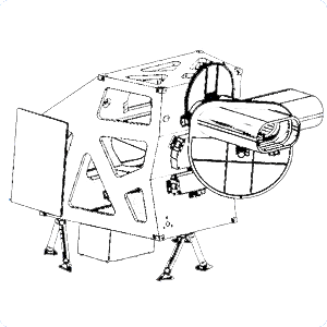 Technical line drawing of the Operational Land Imager (OLI) instrument showing its structural framework, optical components, and mounting system.