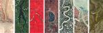 The word "Landsat" spelled out in letters as seen by Landsat satellites.