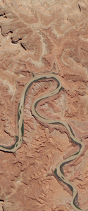 Curvy river forms the upper case letter R in this Landsat satellite image.