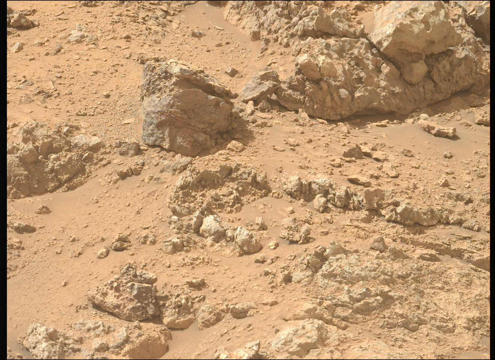 Perseverance acquired this image of a possible breccia outcrop on the Jezero crater rim using its Left Mastcam-Z camera. Mastcam-Z is a pair of cameras located high on the rover's mast.