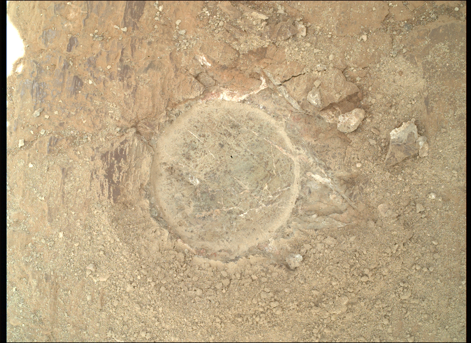 Image of the “Klorne” abrasion spot, from Perseverance’s WATSON Camera on sol 1623.