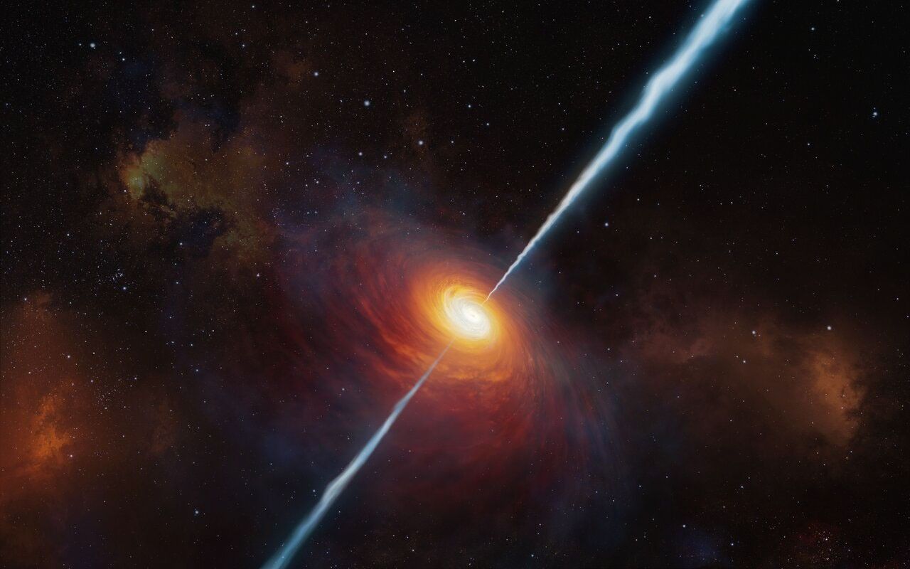 Artist's concept of a black hole with jets