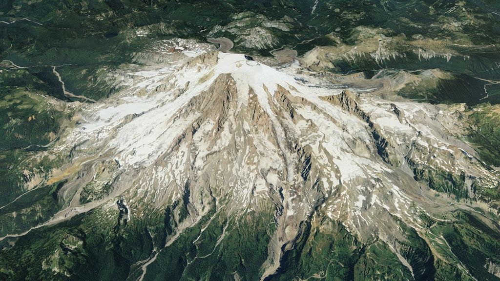 This scene depicts all three types of observations NISAR is targeting: glaciers (ice), volcanoes (solid earth/deformation), and forests (ecosystems).