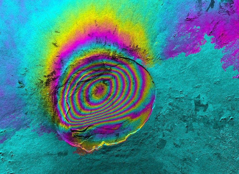 Interferometry image in which waves are superimposed in a manner to cause interference