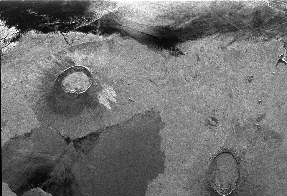An example of a radar image showing part of Isla Isabella in the western Galapagos Islands. This image was taken by the L-band radar in HH polarization from the Spaceborne Imaging Radar C/X-Band Synthetic Aperture Radar on the 40th orbit of the space shuttle Endeavour in 1996. Credit: NASA