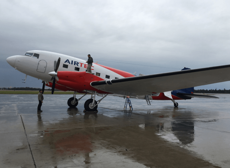 DC-3 plane on the ground