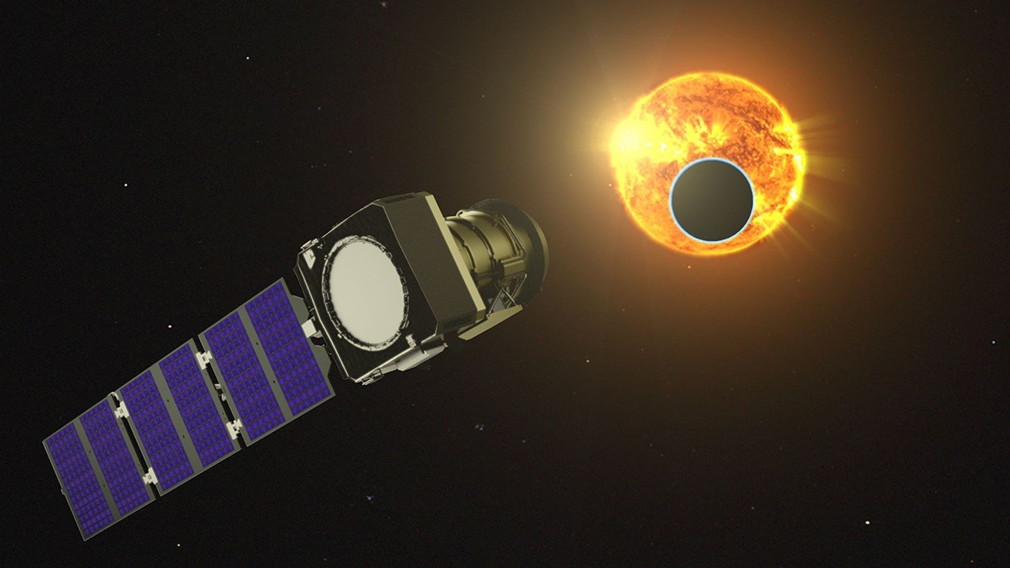 Artist's concept of Pandora viewing a transiting exoplanet
