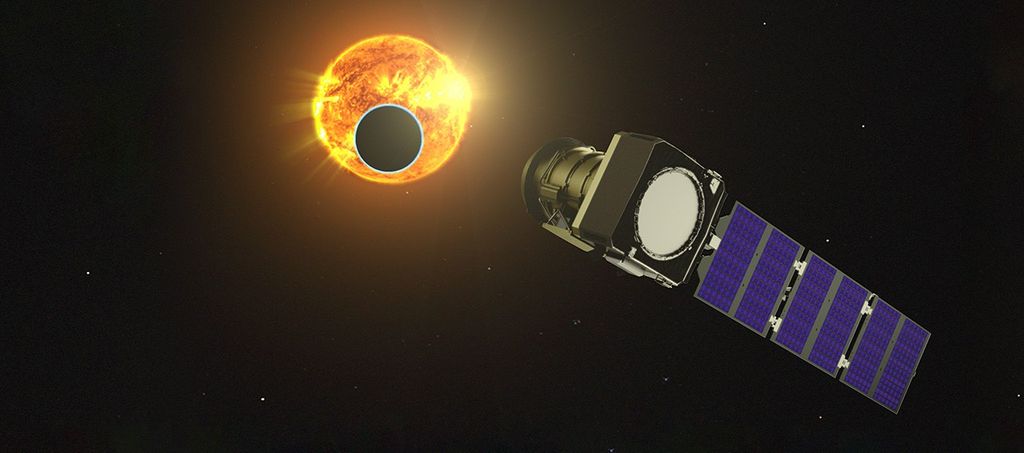 Artist's concept of Pandora viewing a transiting exoplanet