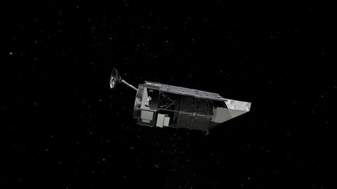 Side view of the Roman spacecraft tipping down