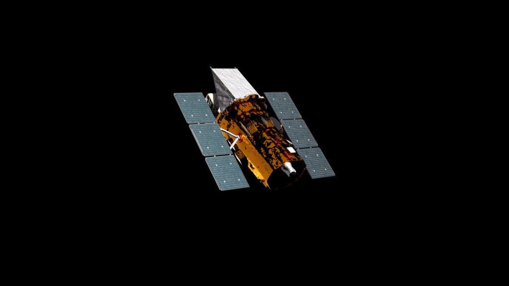 A spacecraft against a black background