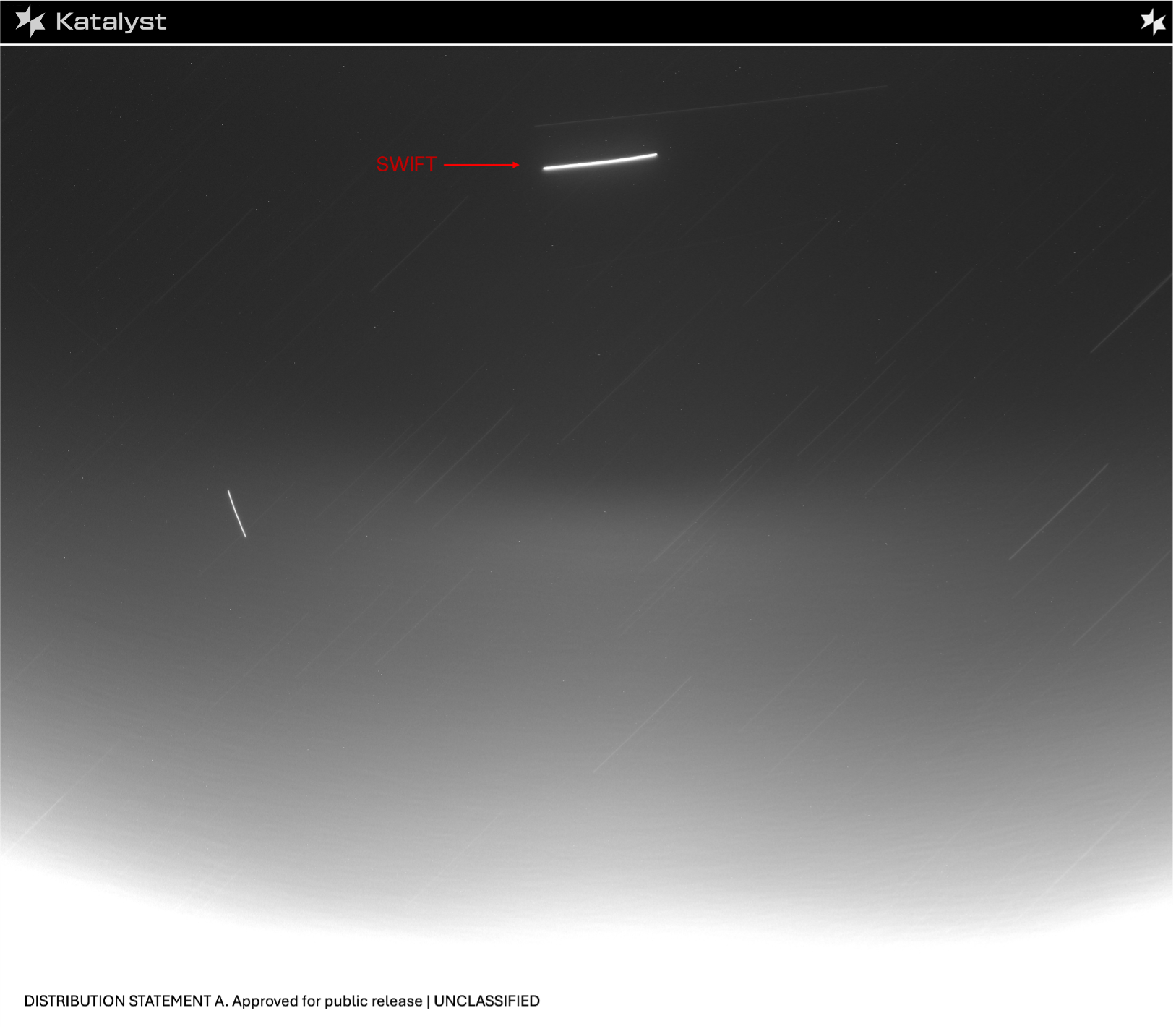 LINK image of Swift, which is a bright streak against black of space