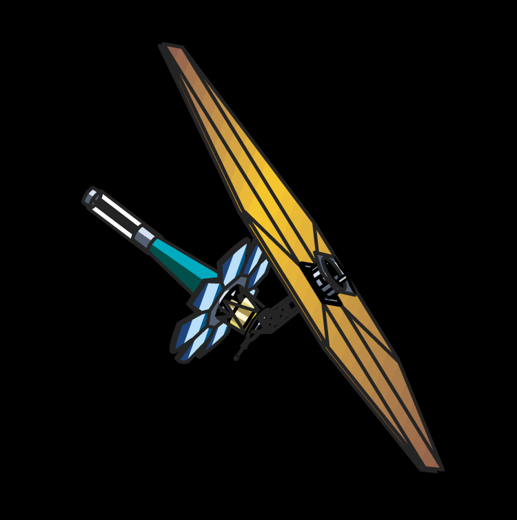 An early design concept of the Webb Space Telescope against a black background.