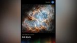 A vertical poster with an image of the Crab Nebula against a black background. On the oval-shaped nebula’s exterior lie curtains of glowing red and orange fluffy material. Translucent thin ribbons of smoky white lie within the remnant’s interior, brightest toward its center, and become more diffuse further outward. A faint, wispy ring of white material encircles the very center of the nebula. There are many blue, red, and yellow points throughout the image. Along the bottom is a series of thin vertical bars ranging from purple at left to blue, green, yellow, orange, and red at right. Bars are separated slightly, with black in between. Bar colors are brightest at the bottom, fading up to black. Brightness varies from bar to bar, giving the array an undulating feel. At upper right is text that reads, "National Aeronautics and Space Administration" and NASA’s blue, white, and red meatball insignia. Title text appears at lower left that says, "James Webb Space Telescope: Crab Nebula."