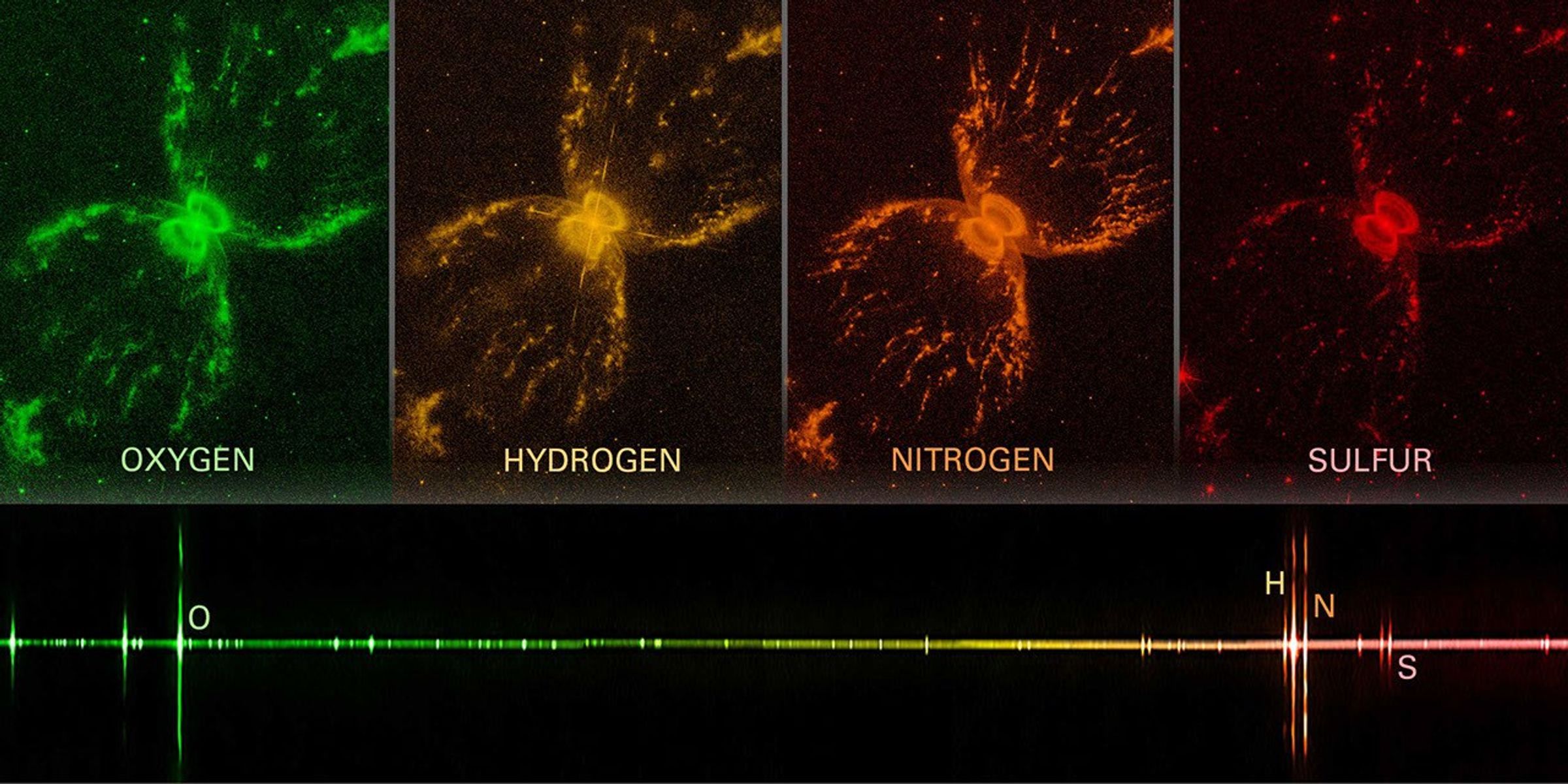 Labeled spectrum with images of element distribution