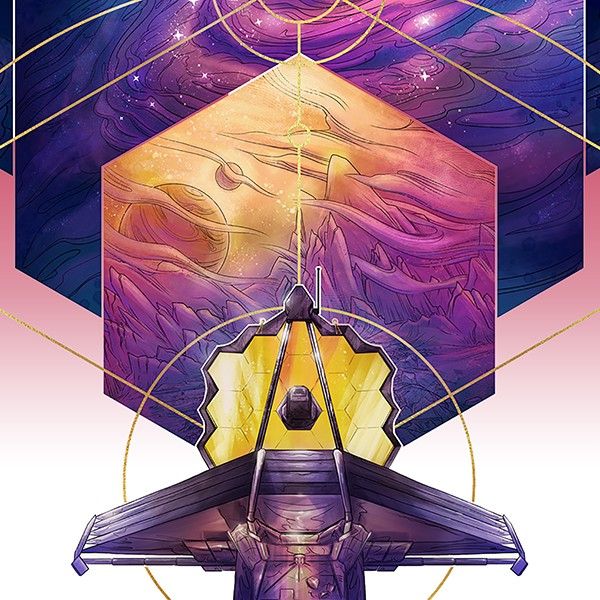 Artist's drawing of the WebbTelescope front view