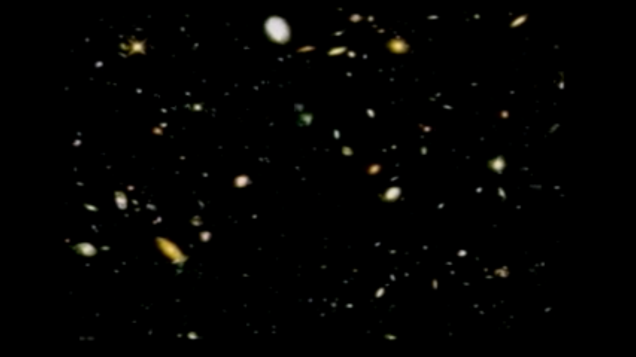 An assortment of many galaxies at various stages of evolution