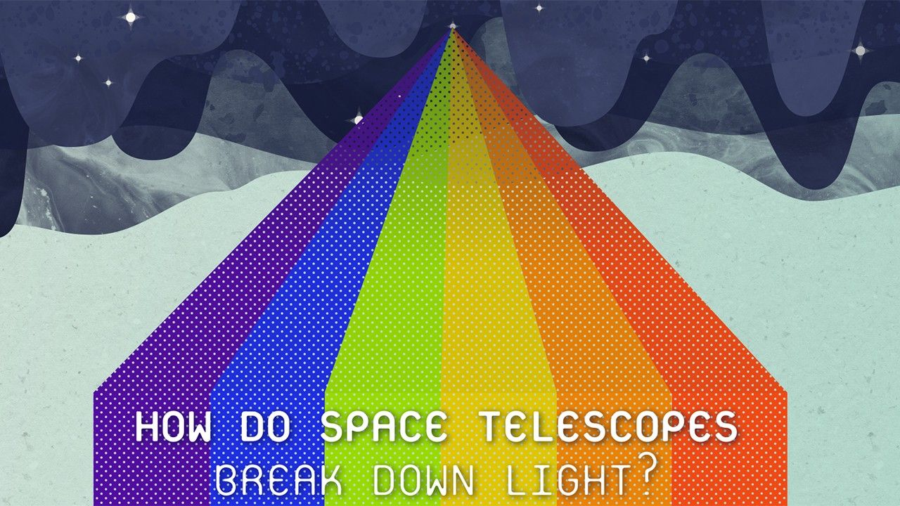 Light of star is split into rainbow, with title text, "How Do Space Telescopes Break Down Light?"
