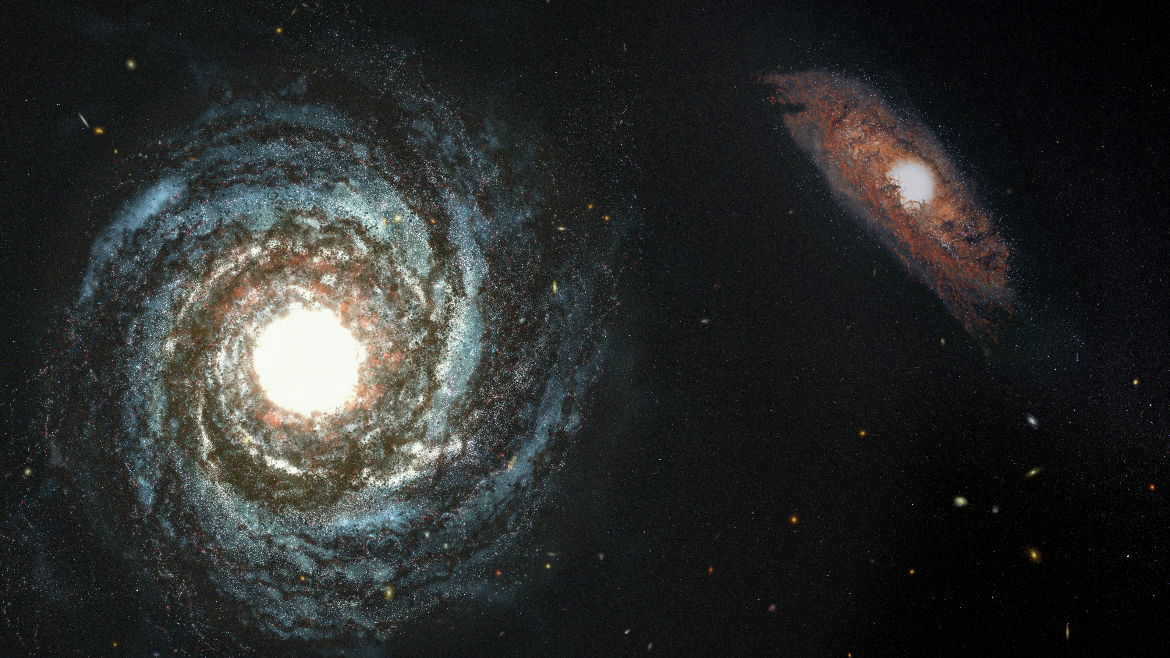 Illustration of High-Redshift Quasar and Companion Galaxy
