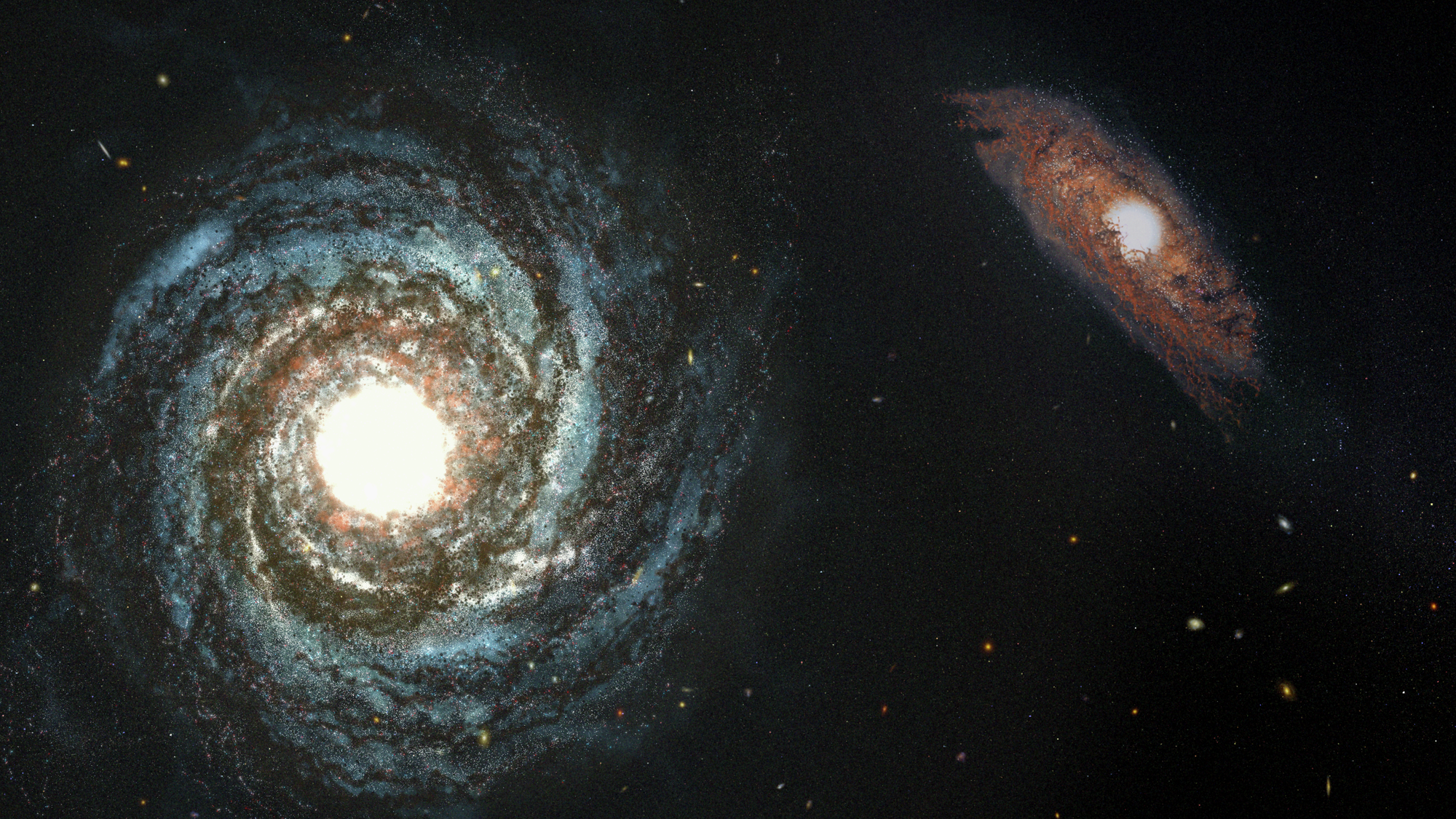 Illustration of High-Redshift Quasar and Companion Galaxy