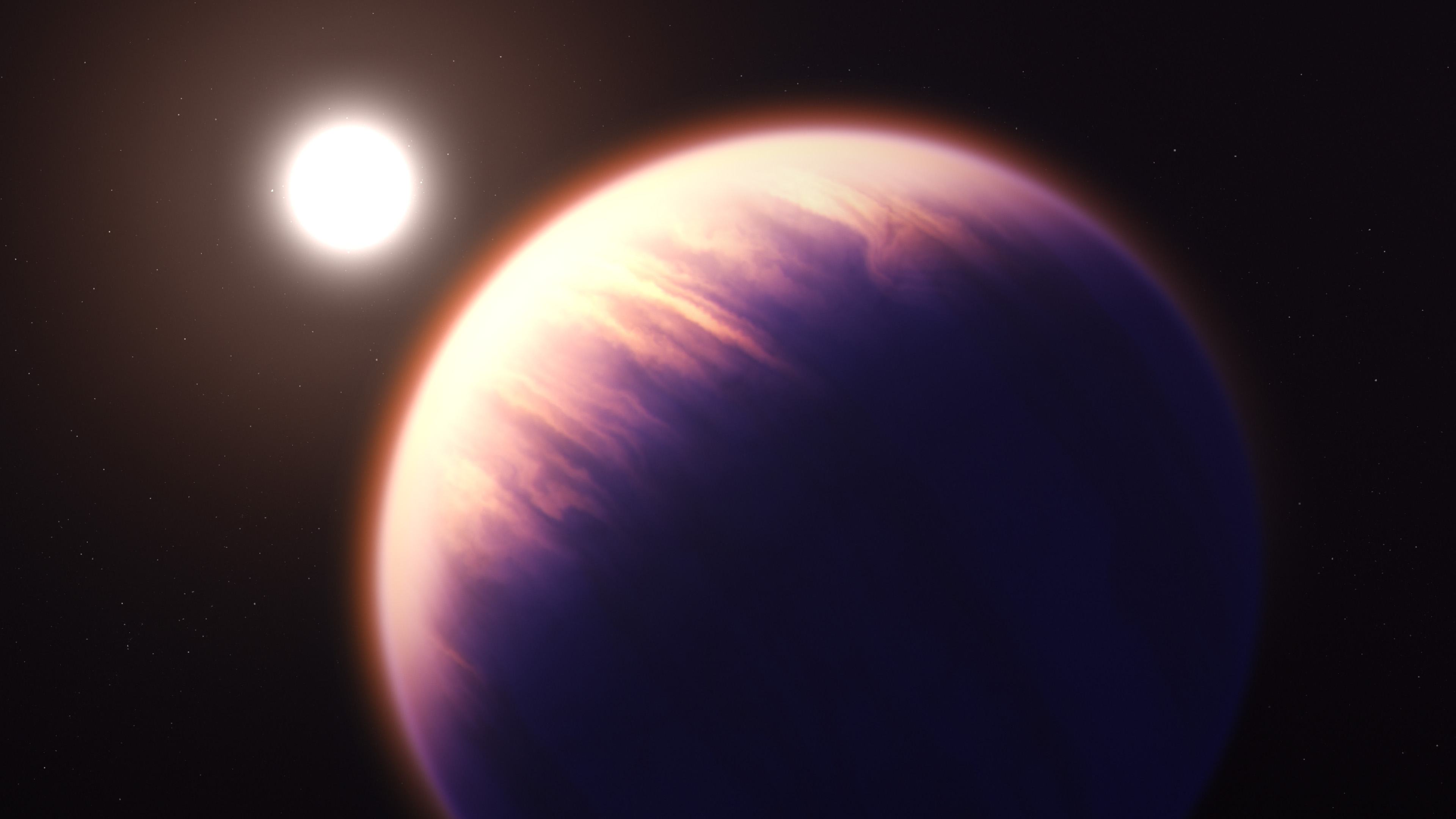 Illustration of a gas giant planet and its star