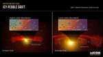 Infographic comparing pebble drift in a compact protoplanetary disk to pebble drift an extended protoplanetary disk.