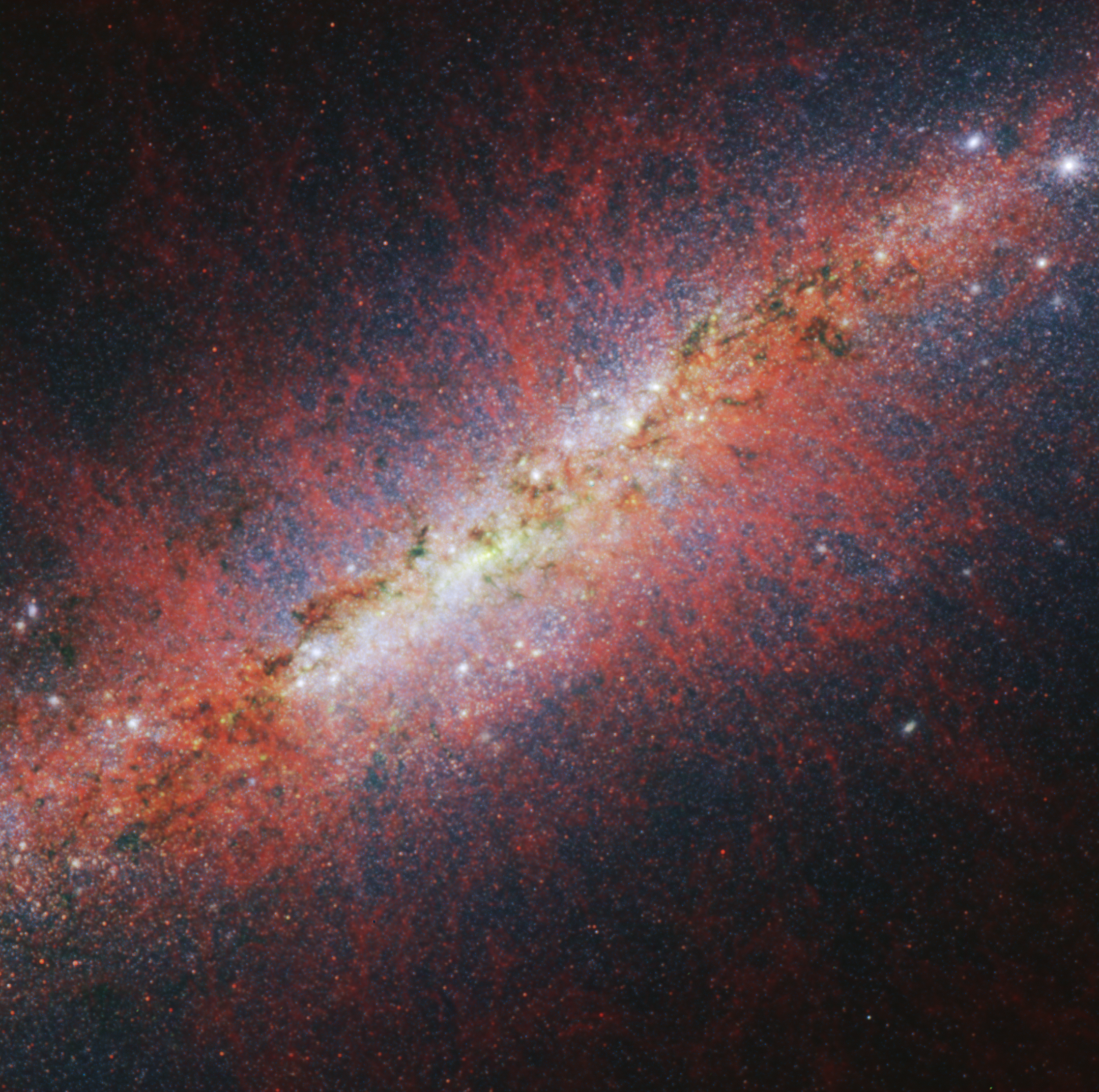 A section of Messier 82 as imaged by NASA's James Webb Space Telescope.