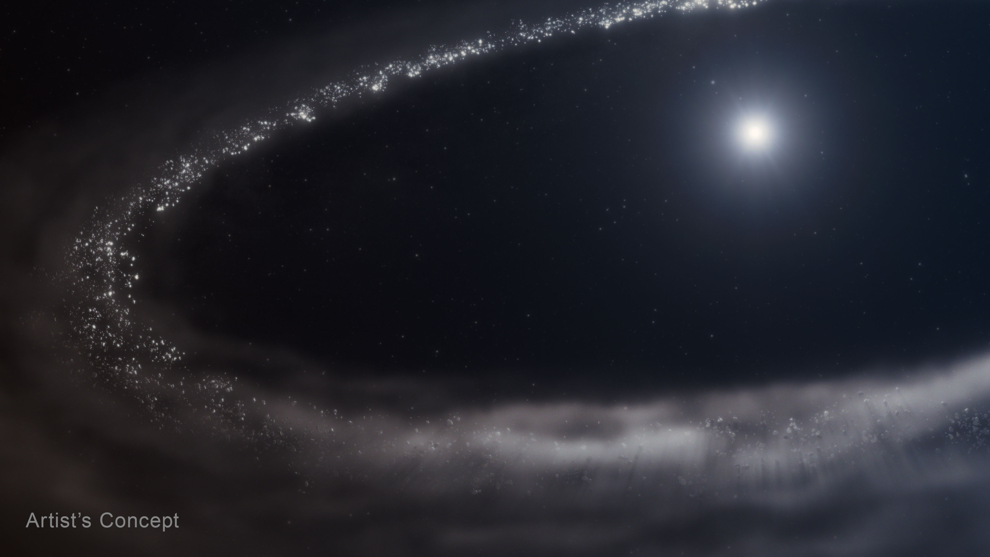 An illustration of Sun-like star HD 181327 and its surrounding debris disk.