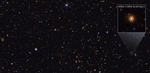A rectangular image with thousands of galaxies of various shapes and colors on the black background of space. Some are noticeably spirals, either face-on or edge-on, while others are blobby ellipticals. Many are too small to discern any structure. One prominent foreground star at top center features Webbu2019s signature 8-point diffraction spikes. At upper right, a box shows a zoomed in portion of the image. The pullout features a spiral galaxy labeled u201cWISEA J123635.56+621424.2.u201d The galaxy has a bright yellow center and faint brown arms speckled with regions of blue that appear to wind clockwise around the galaxyu2019s core.